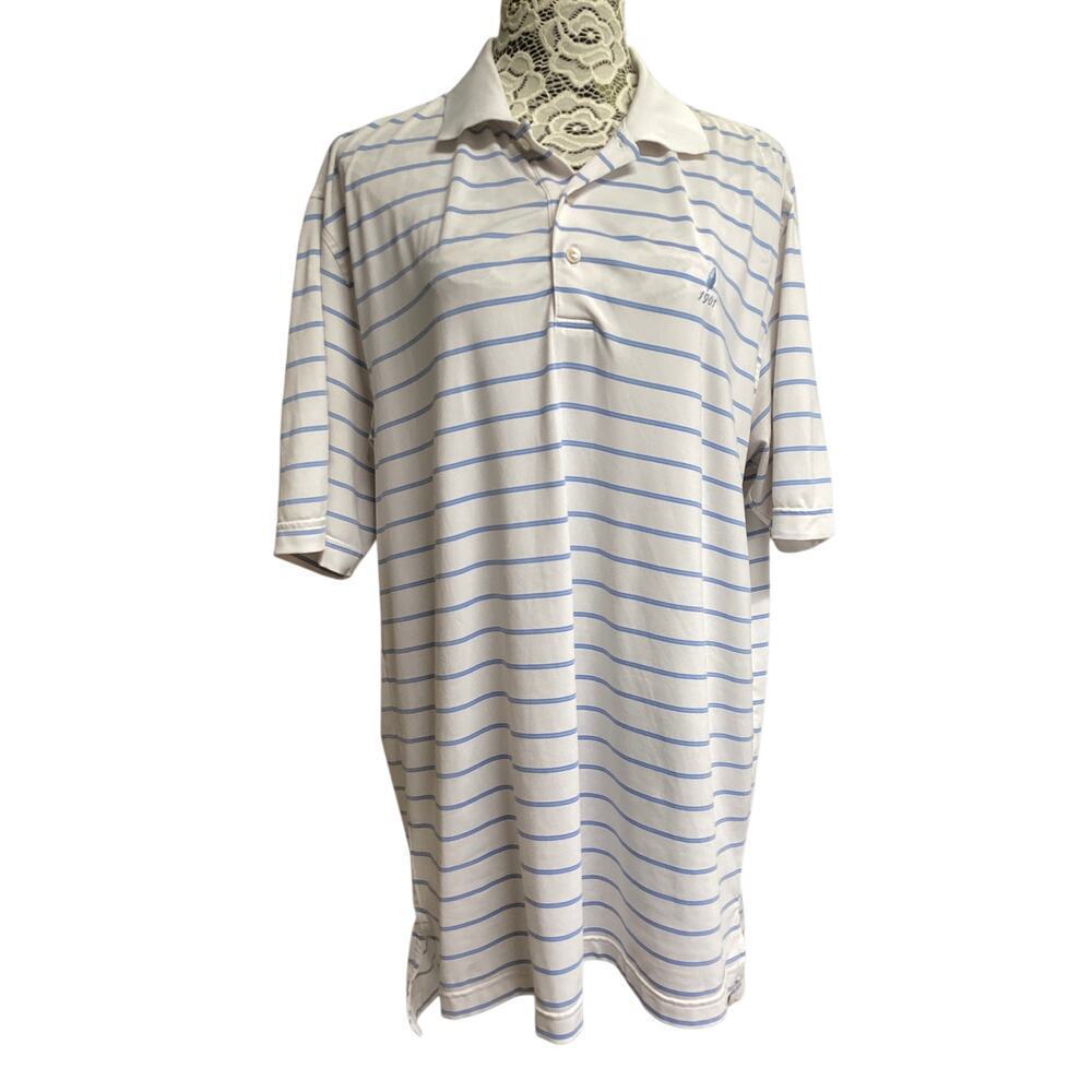 Peter Millar Summer Comfort Polo Shirt Mens Large Blue White Performance Golf - Picture 2 of 6